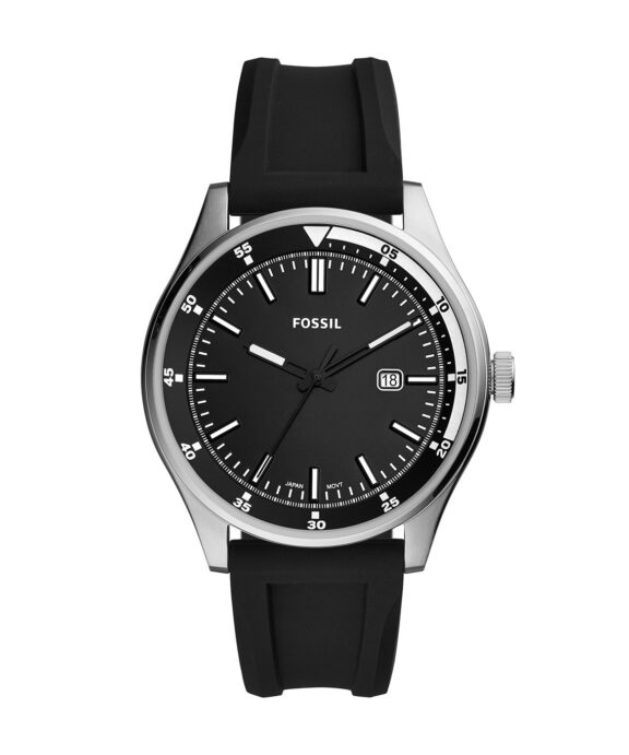 FOSSIL HERREUR SORT SKIVE SORT SILIKONE REM - FS5535