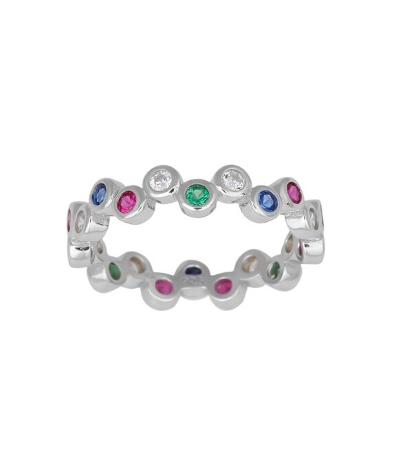 JOANLI NOR RING SØLV 4 MM MED FARVET SYNTETISK ZIRKONIA KUN TILBAGE I STØRRELSE 50 OG 58