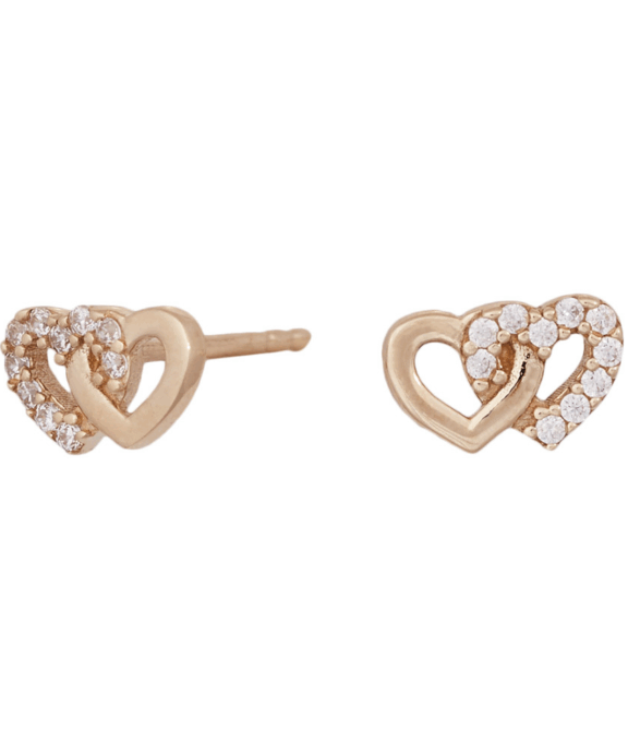 NORDAHL 8 KT ØRESTIK DOBBELT HJERTE MED SYNT. ZIRCONIA