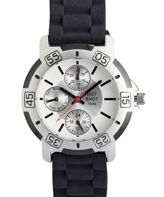 HOT SHOT DRENGE UR STÅL MED SORT GUMMIREM OG 100 METER VANDTÆT