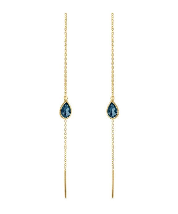 SUSANNE FRIIS BJØRNER SØLV FORGYLDT BALANCEØRERING MED LONDON BLUE KRYSTAL - 5560-2-174