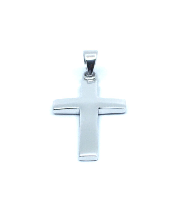 SØLV RHODINERET VEDHÆNG KORS MASSIV 24X13 MM