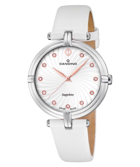 CANDINO SWISS MADE DAME UR STÅL ROSA VISERE OG INDEKS MED SAFIR GLAS - C4599/1