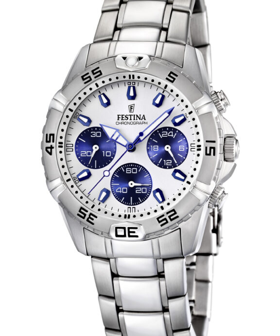 FESTINA HERRE STÅL UR MED CHRONEGRAF BLÅ SKIVE - F16635/1