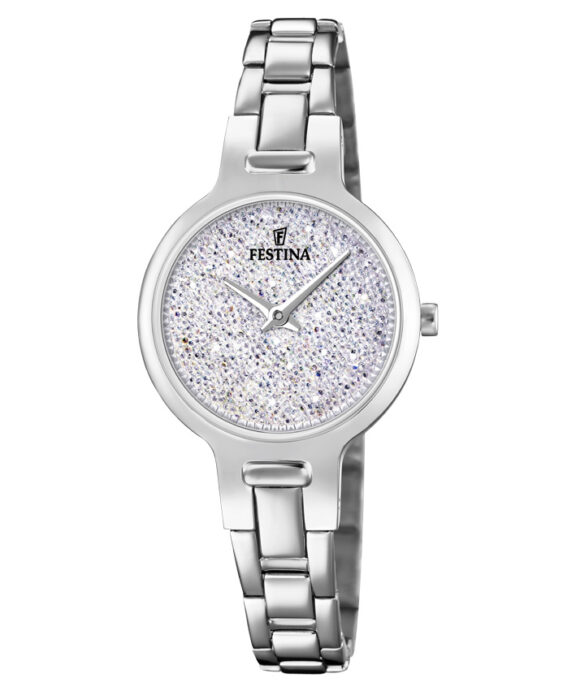FESTINA DAME UR MED SWAROVSKI KRYSTALLER STÅL MED LYS SKIVE - F20379/1