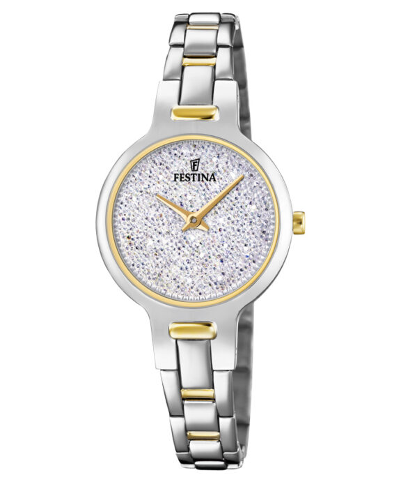 FESTINA DAME UR STÅL SWAROVSKI KRYSTALLER BICOLOR MED LYS SKIVE - F20380/1
