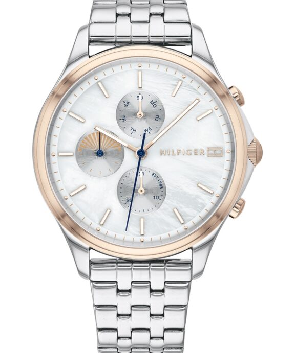 TOMMY HILFIGER UR DAME STÅL LÆNKE STÅL/ROSA KASSE OG LYS SKIVE - 1782122
