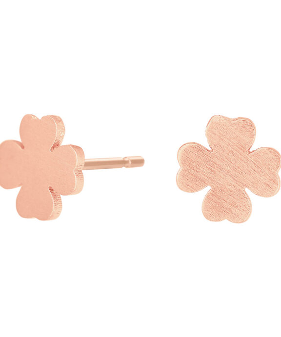 NORDAHL JEWELLERY SØLV ØRERINGE STIK ROSA FORGYLDT FIRKLØVER LUCKY 7 MM - 325 635-4