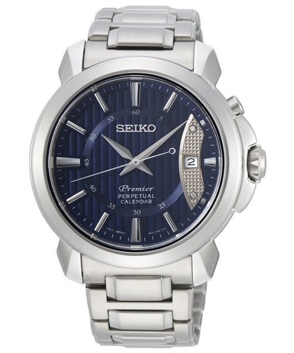 SEIKO STÅL LÆNKE OG BLÅ SKIVE MED PERPETUAL CALENDER