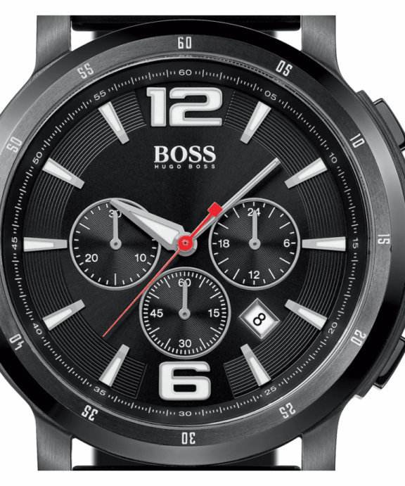 HUGO BOSS UR HERRE CHRONOGRAF/STOPUR STÅL SORT DOUBLE MED SORT GUMMIREM