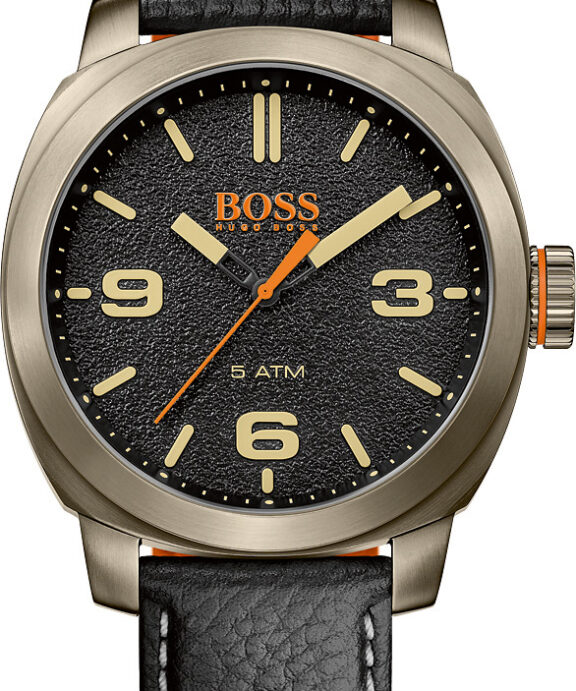 HUGO BOSS HERRE MED SORT LÆDERREM OG SORT SKIVE