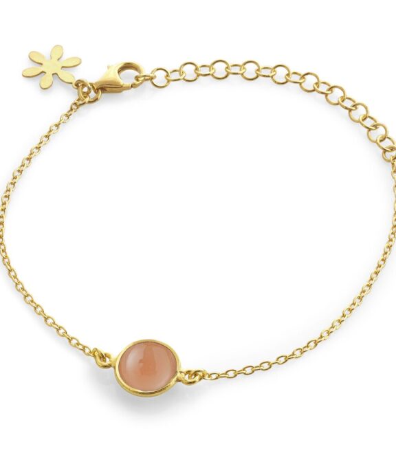 SUSANNE FRIIS BJØRNER SØLVFORGYLDT ARMBÅND M/PEACH MOONSTONE