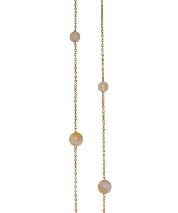 SIERSBØL SHAPE SØLV HALSKÆDE FORGYLDT CITRIN 6-8 MM 90 CM