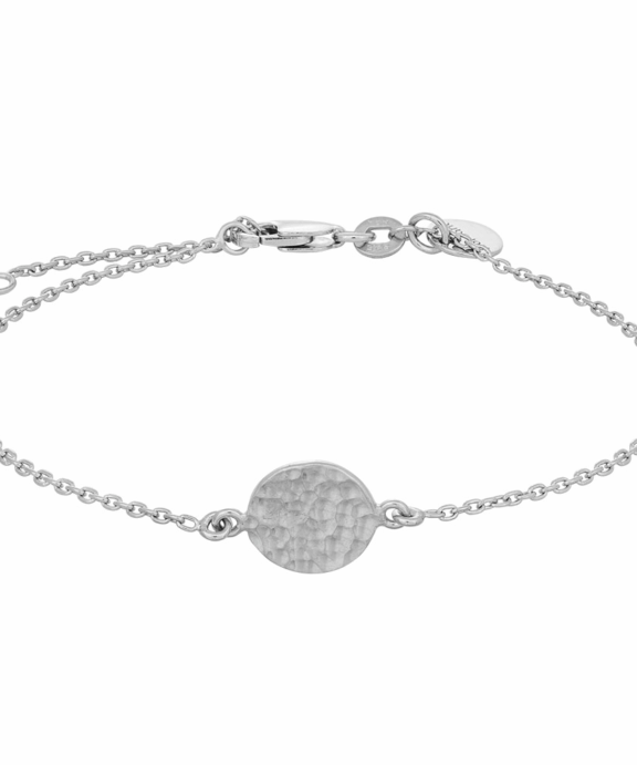 SØLV ARMBÅND RHODINERET HAMRET PLADE 10 MM