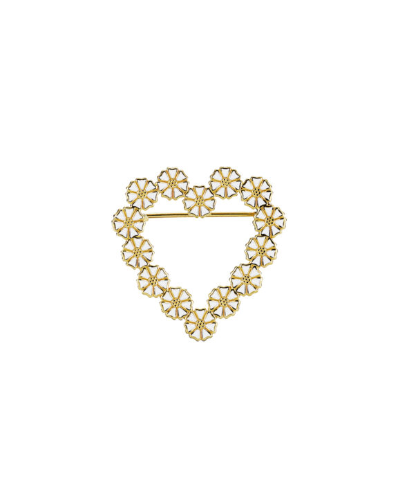 LUND COPENHAGEN BROCHE FORGYLDT HJERTE MED MARGUERIT - 904252-M