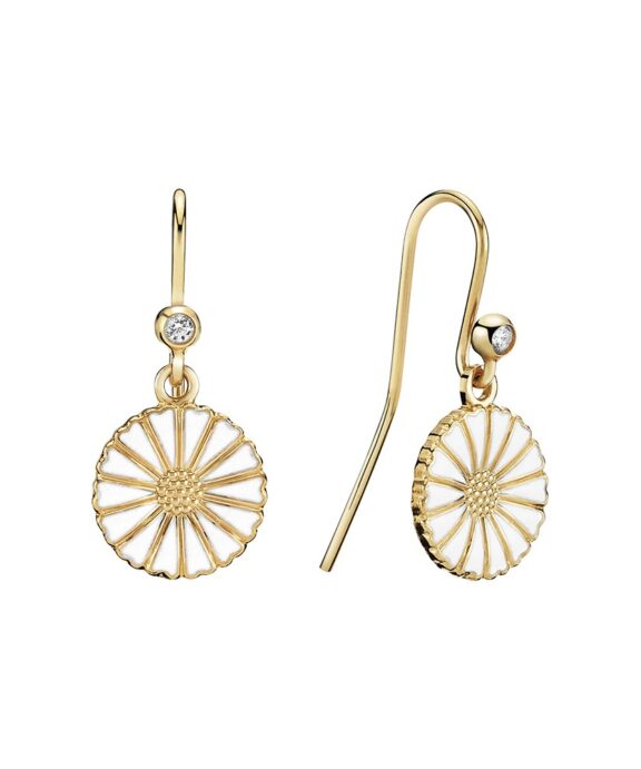 LUND COPENHAGEN ØRERING FORGYLDT MARGUERIT 11 MM ZIRKONIA - 9095025-2-30-M
