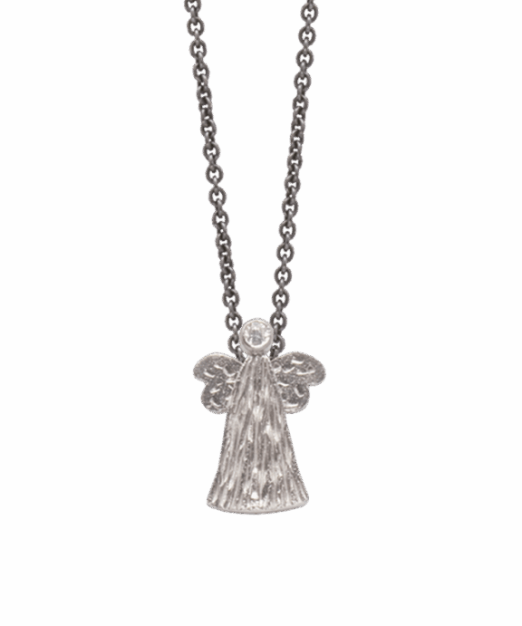 HEIRING SØLV RHODINERET SKYTSENGEL LUKKET STOR