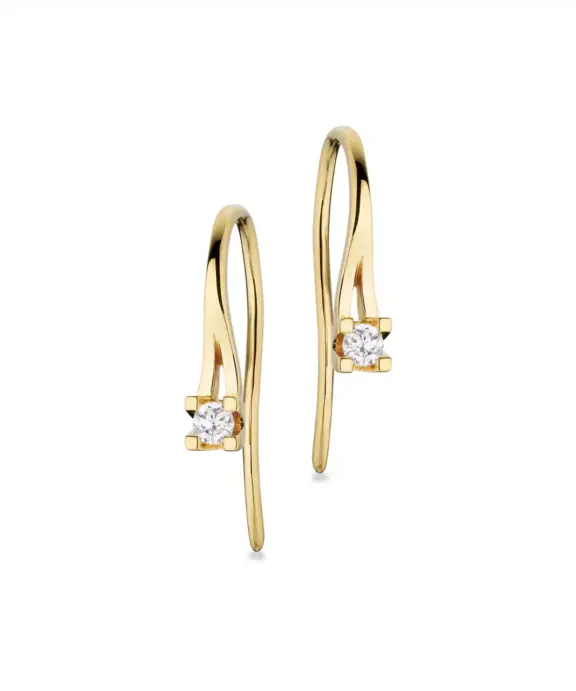 KLEOPATRA 14 KARAT GULD ØRERINGE BØJLE MED BRILLANT 0,10 CARAT WESSELTON/SI - 1125,10