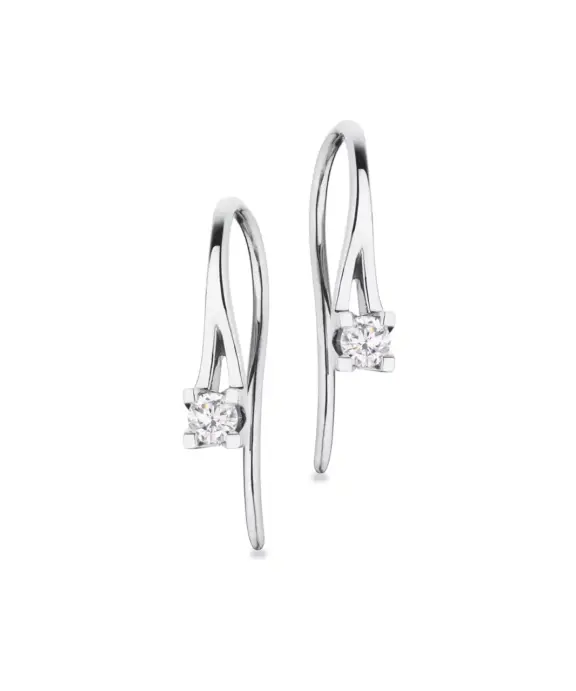 KLEOPATRA ØRERINGE BØJLE 14 KARAT HVIDGULD MED BRILLANT 0,15 CARAT WESSELTON/SI - 1126,15