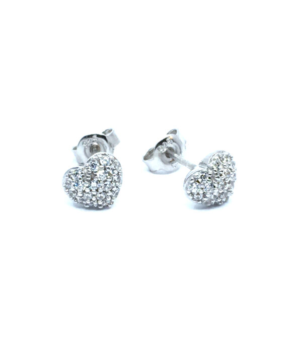 SØLV ØRERINGE STIK HJERTE FYLDT MED SYNTETISKE ZIRKONIA