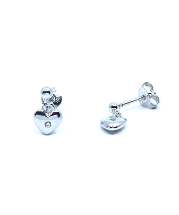 SØLV ØRERINGE HÆNGER STIK HJERTE MED SYNTETISK ZIRKONIA