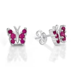 CHRISTOFFERSEN JEWELLERY SOMMERFUGL I SØLV MED RØDE ZIRKONIA - 3060897-4
