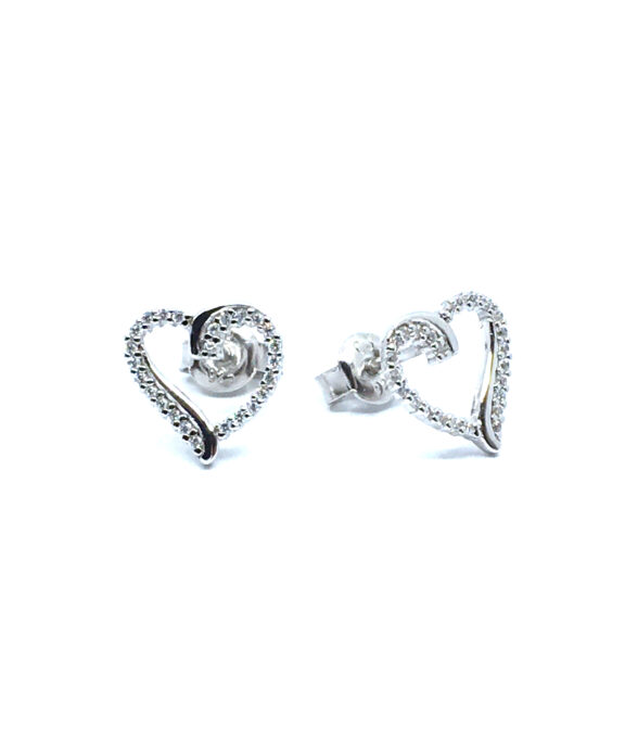 CHRISTOFFERSEN JEWELLERY SØLV ØRERINGE HJERTE MED ZIRKONIA - 3070527