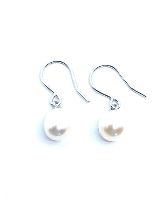 CHRISTOFFERSEN JEWELLERY SØLV ØRERINGE HÆNGER BØJLE MED FERSKVANDS PERLE 7,5-8 MM - 3810341-9