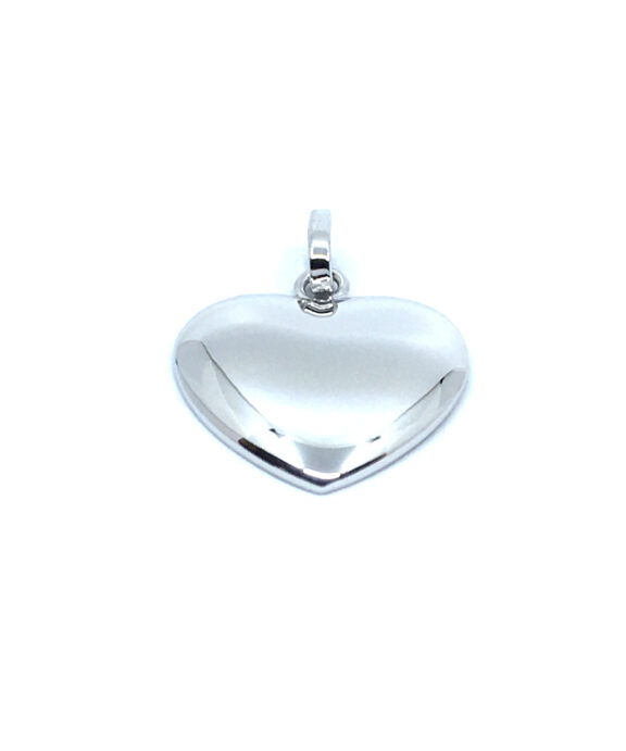 SØLV VEDHÆNG HJERTE FLAD BAGSIDE MASSIV 17X15 MM
