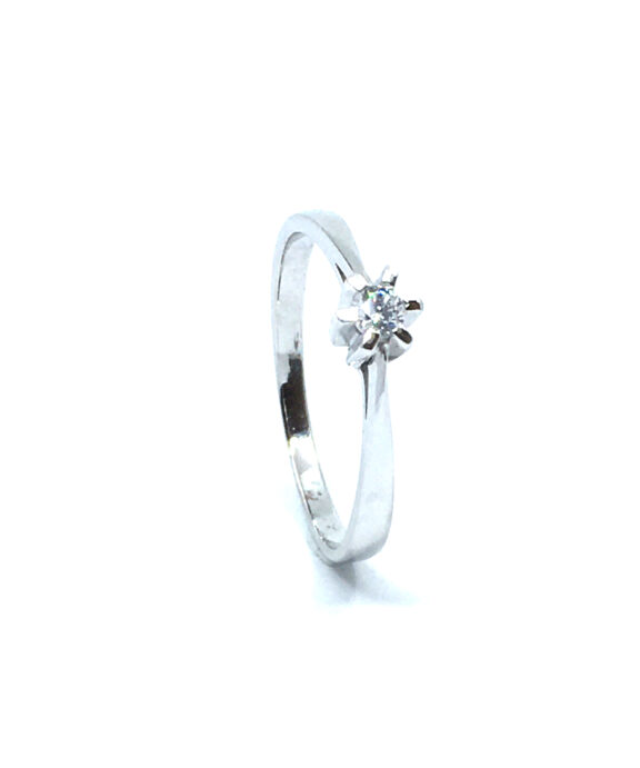 SØLV RING RHODINERET PRINSESSE MED SYNTETISK ZIRKONIA