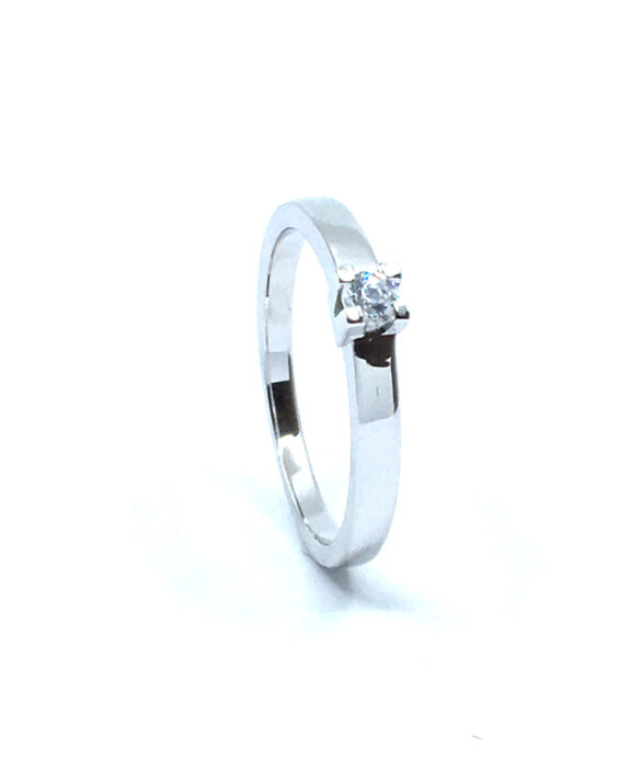 SØLV RING RHODINERET PRINSESSE MED SYNTETISKE ZIRKONIA