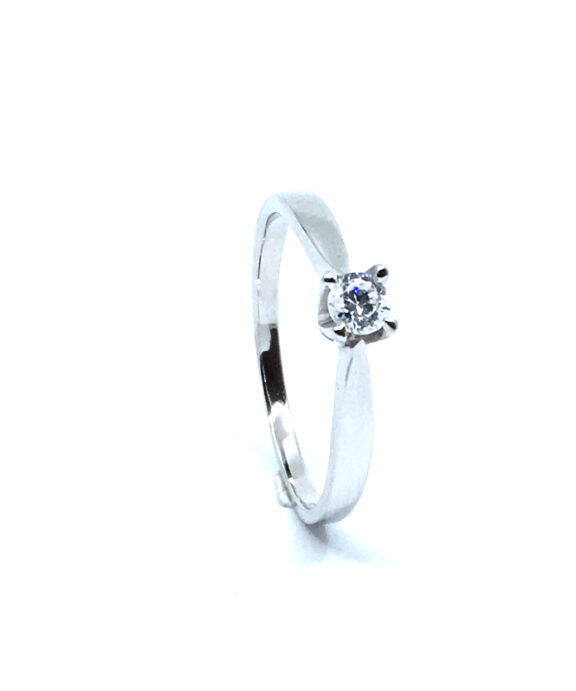 SØLV RING RHODINERET PRINSESSE MED SYNTETISK ZIRKONIA