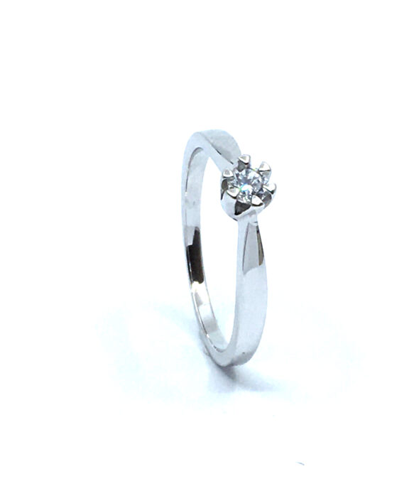 SØLV RING RHODINERET PRINSESSE MED SYNTETISK ZIRKONIA