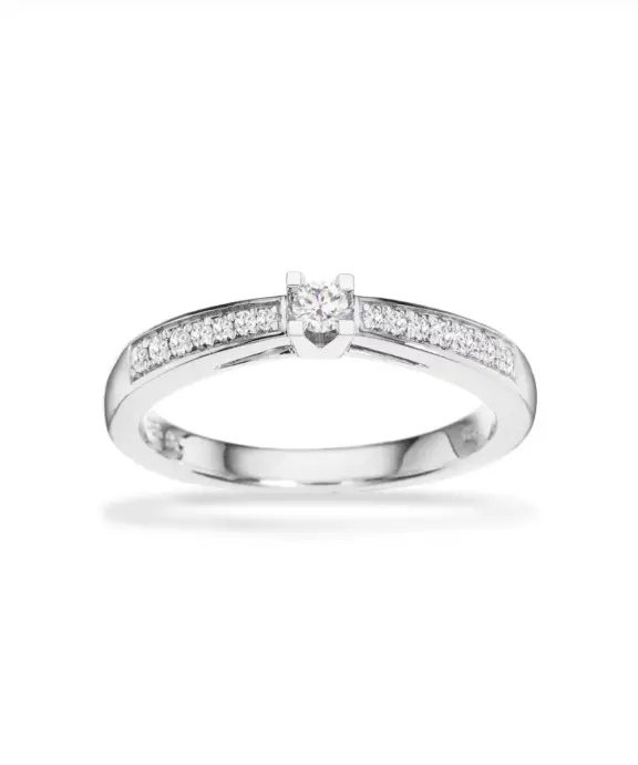 KLEOPATRA QUEEN 14 KARAT RING HVIDGULD MED BRILLANTER 0,15 CARAT - 7536,15