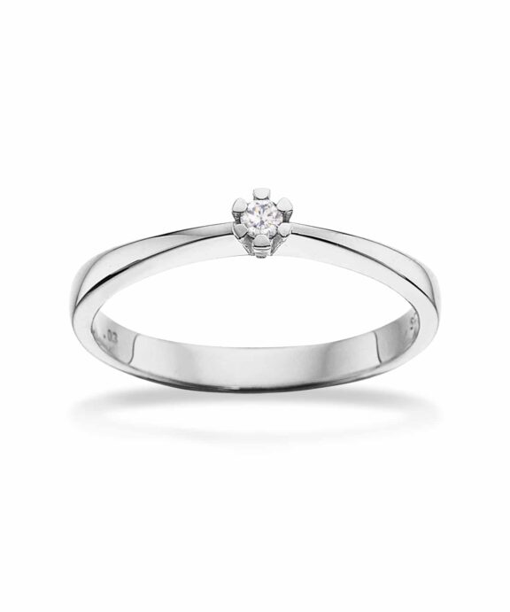SCROULPES VIDA RING 8 KARAT HVIDGULD MED BRILLANT 0,03 CARAT - 7814,03