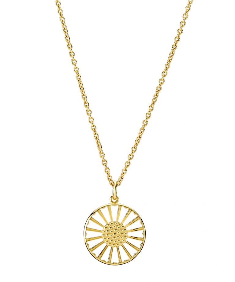 LUND COPENHAGEN SØLVFORGYLDT HALSKÆDE MED ÅBEN BLOMST 20MM