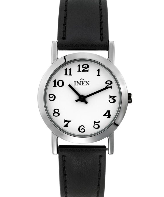 INEX UR UNISEX STÅL SORT LÆDERREM MED TAL - A12006S0A