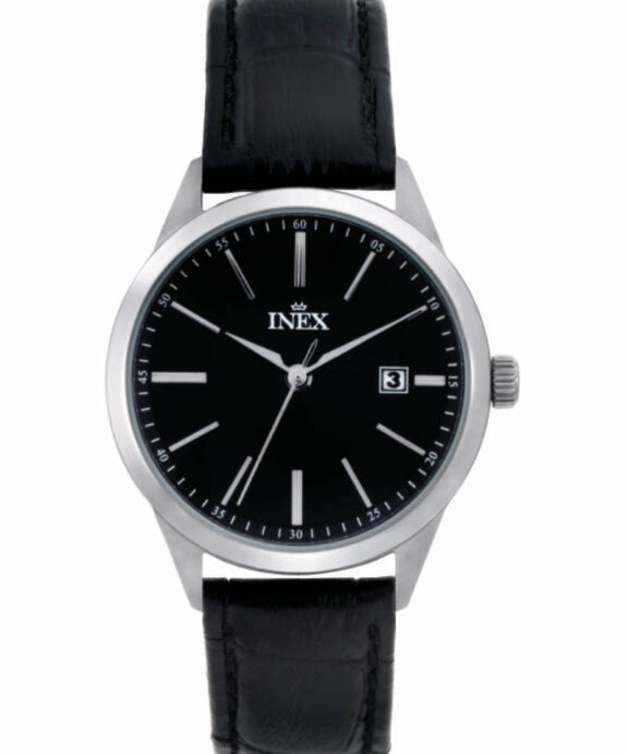 INEX DAME UR TITAN DATO MED SORT LÆDERREM - A12165T5I