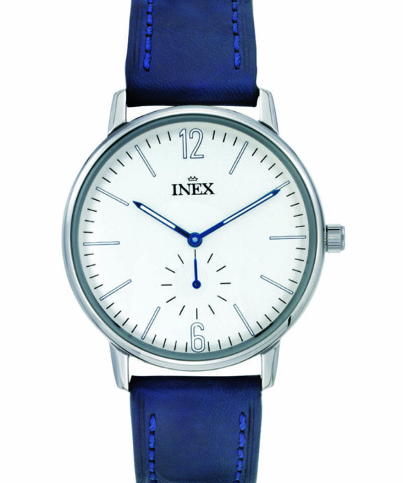 INEX UR HERRE STÅL MED BLÅ LÆDERREM - A69498S4I