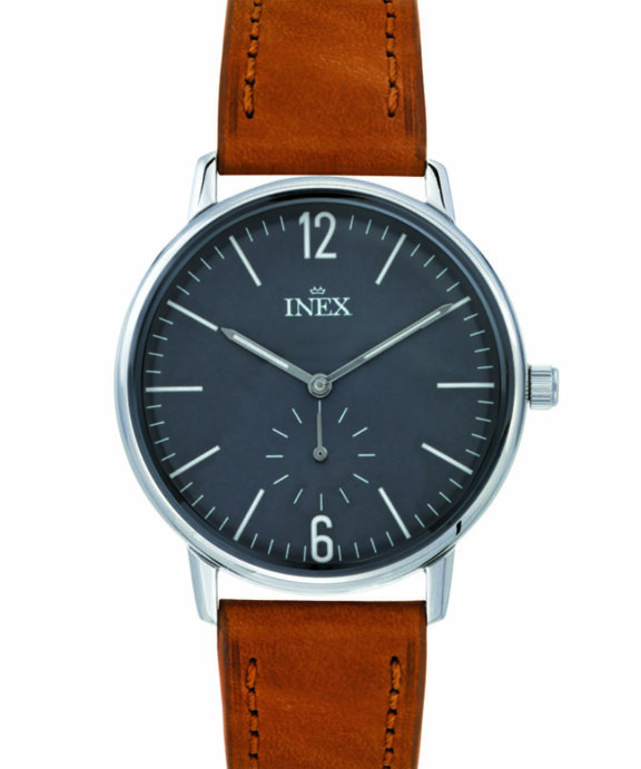 INEX UR HERRE MØRKE GRÅ SKIVE MED BRUN LÆDER REM - A69498S5I