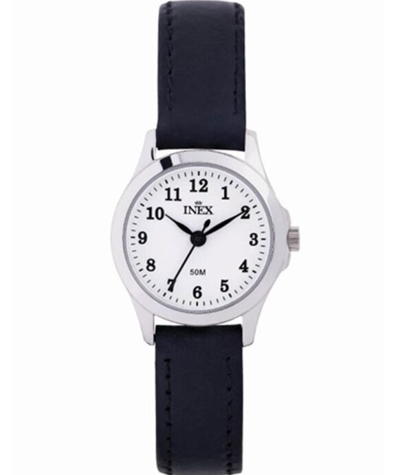 INEX UR DAME STÅL MED SORT LÆDERREM - A69521S0A