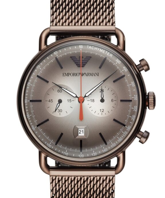 EMPORIO ARMANI HERRE UR STÅL BRONZE BELAGT MED MESH LÆNKE - AR11169