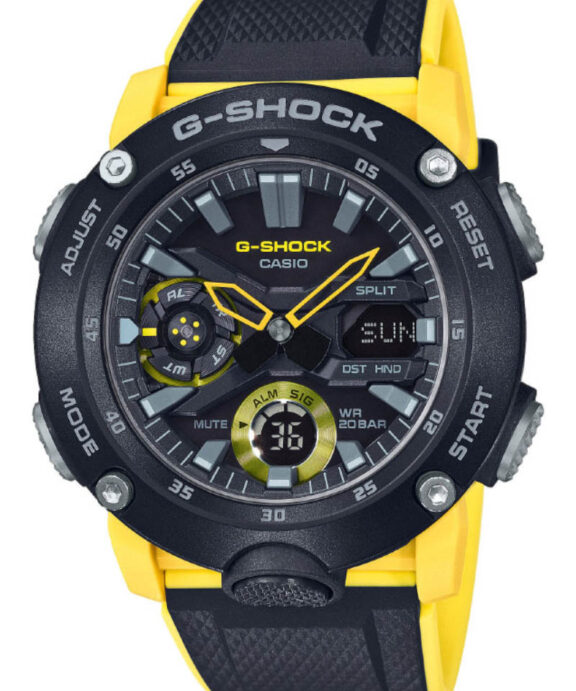 CASIO HERRE UR G-SHOCK ANADIGI MED SORT GUL GUMMIREM