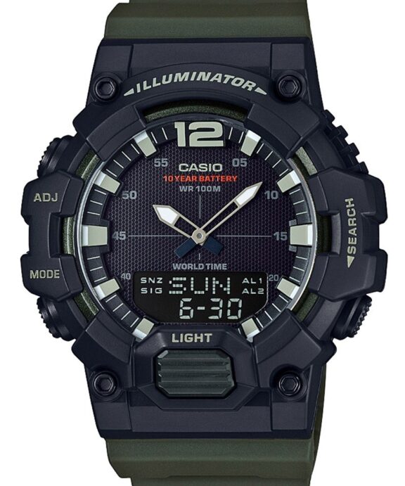 CASIO HERRE UR ILLUMINATOR SORT ARMY GRØN MED GUMMIREM