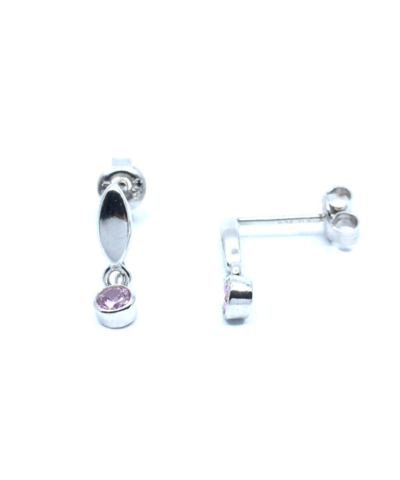 SØLV ØRERINGE HÆNGER STIK MED LYSERØD SYNTETISK ZIRKONIA