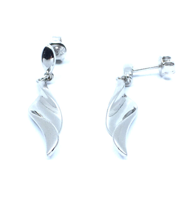 SØLV ØRERINGE HÆNGER RHODINERET SNOET MASSIV