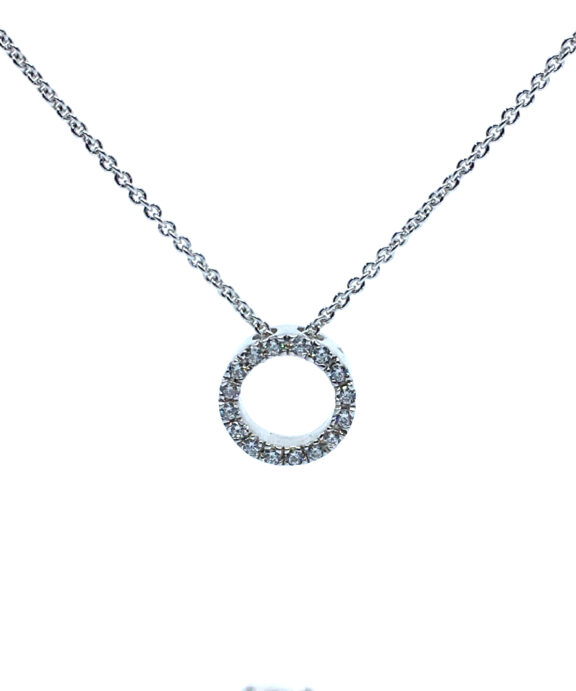 SØLV HALSKÆDE CIRKEL MED SYNTETISKE ZIRKONIA