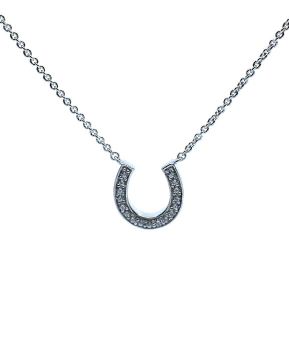 SØLV HALSKÆDE HESTESKO MED SYNTETISKE ZIRKONIA