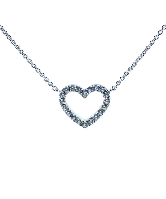SØLV HALSKÆDE HJERTE MED SYNTETISKE ZIRKONIA