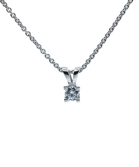 SØLV HALSKÆDE 4 GRABBER MED SYNTETISK ZIRKONIA 4 MM